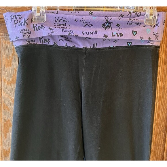 Victoria's Secret Pink Legging Women Size Medium M Crop Purple Fold Over Y2K - Picture 2 of 6